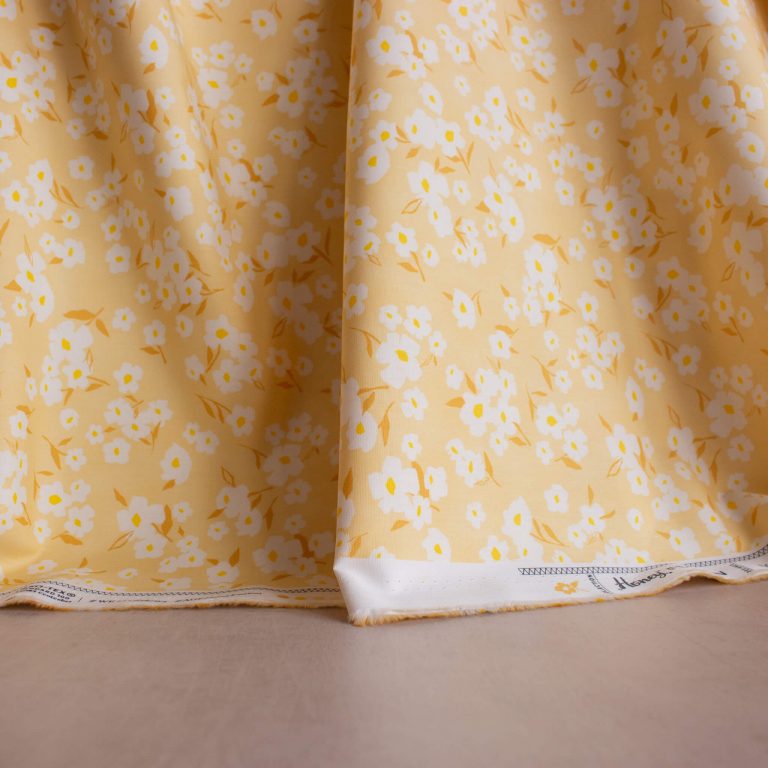 AGF cotton fabric in honey yellow spring daisies print