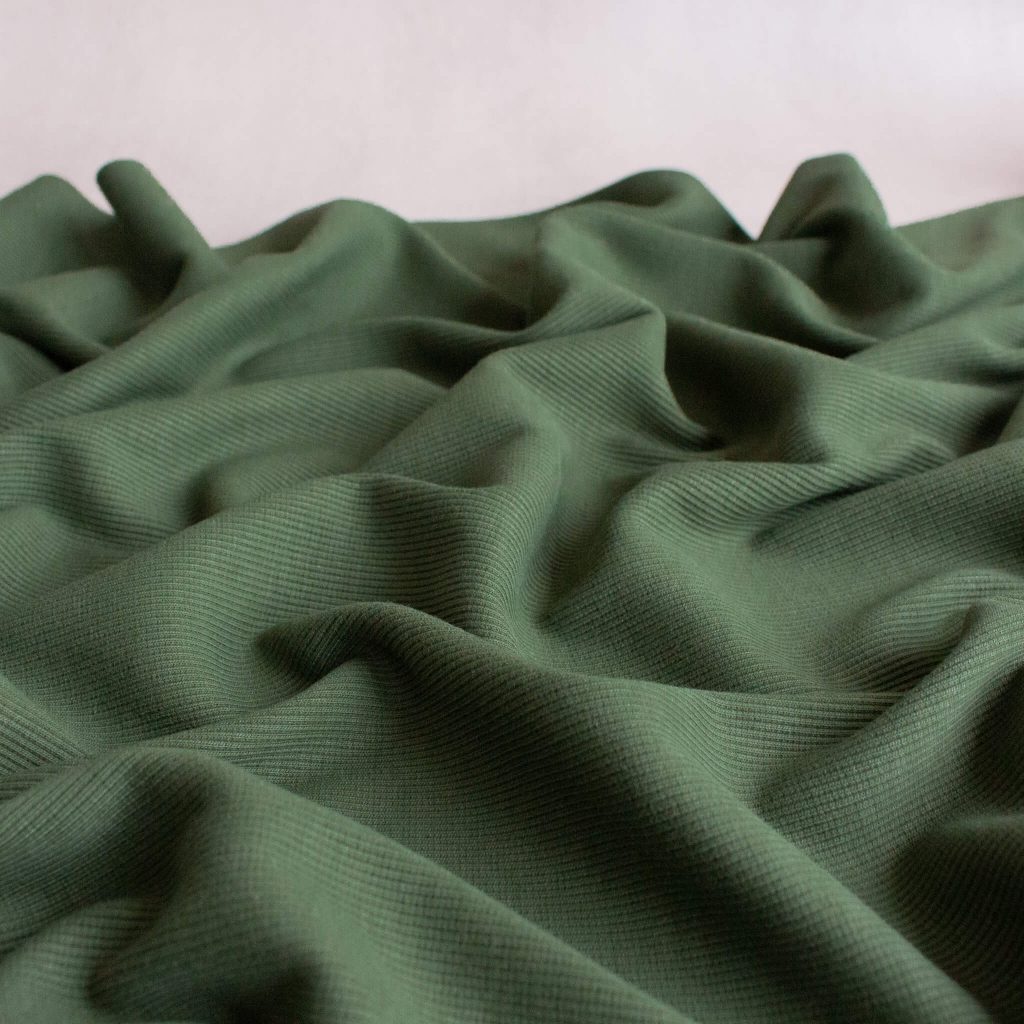 2x1 rib knit fabric in khaki green