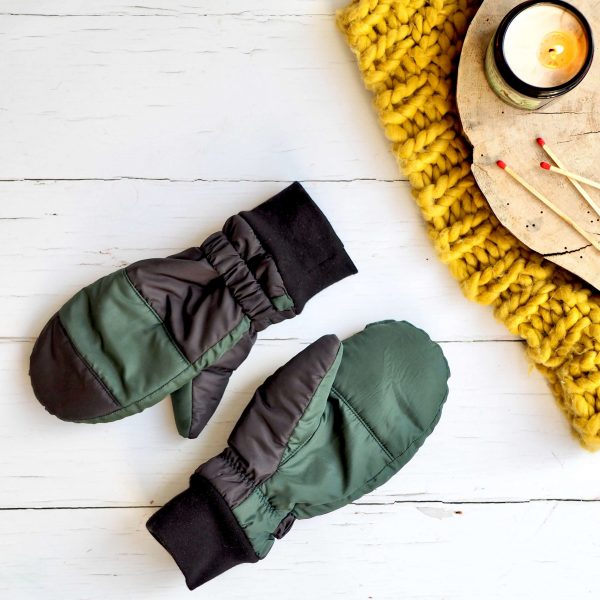 mimi winter mittens sewing kit in black and green