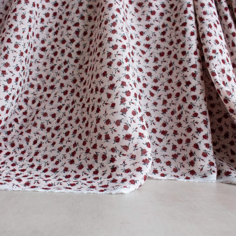 Ex-Designer Deadstock Georgette Viscose Fabric in Red roses print