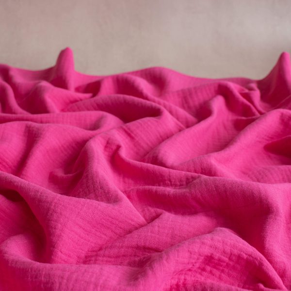 organic cotton double gauze fabric in hot pink