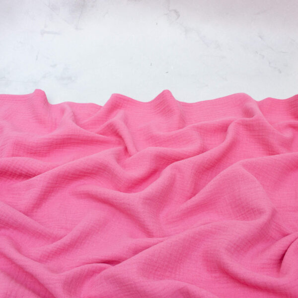 Organic Cotton Double Gauze Fabric in Watermelon Pink