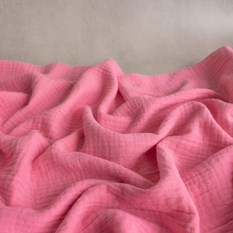 organic cotton double gauze fabric in watermelon pink
