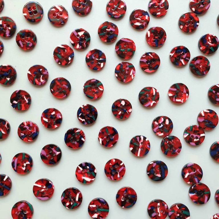 pigeon wishes bio resin sustainable buttons in beloved red colour