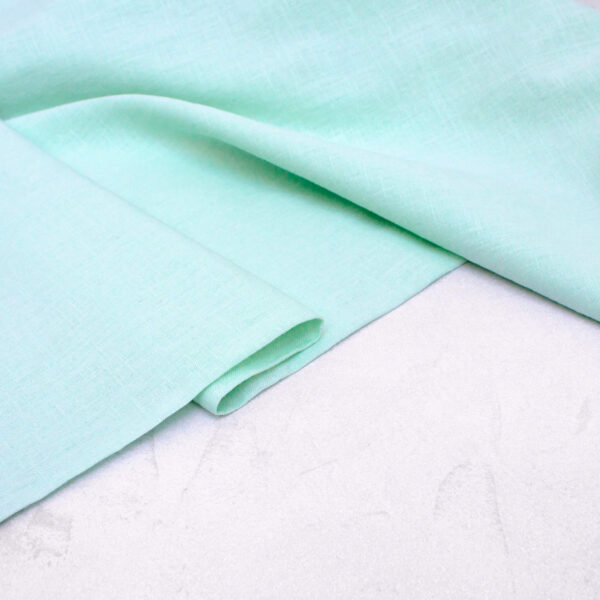 Washed Linen Fabric in Cool Mint