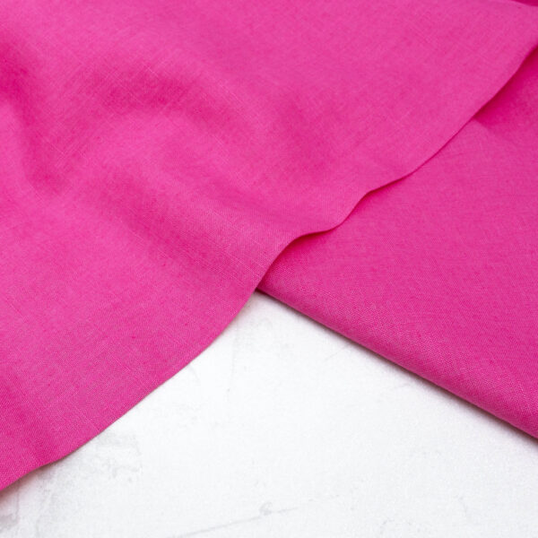 Washed Linen Fabric in Hot Pink