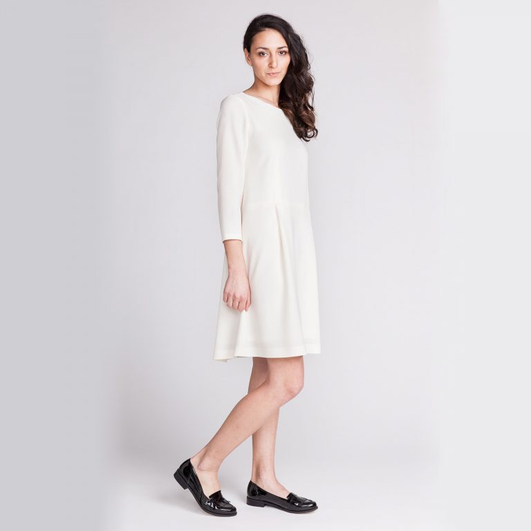 A-line dress sewing pattern in white