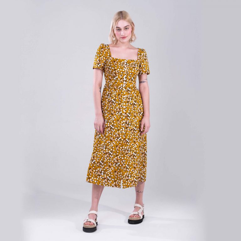 esther dress sewing pattern by viki sews in yellow