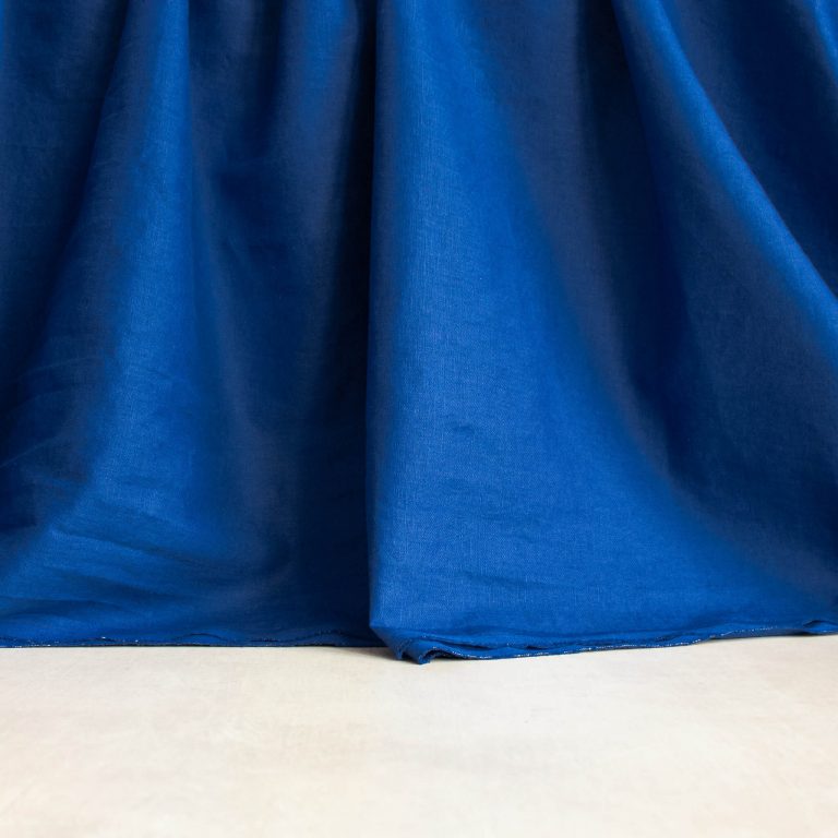 washed linen fabric in cobalt blue