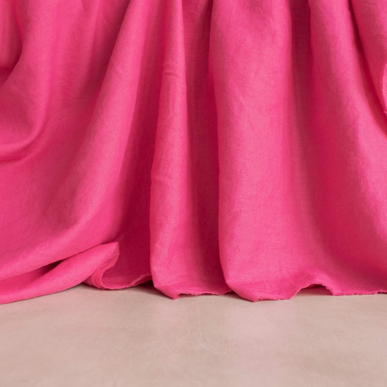 washed linen fabric in hot pink