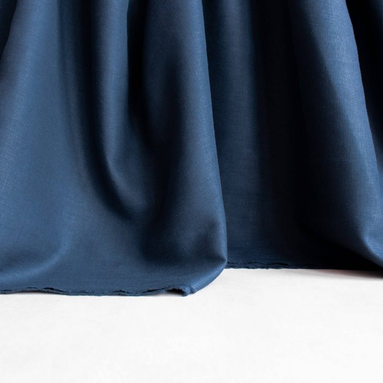 washed linen fabric in navy