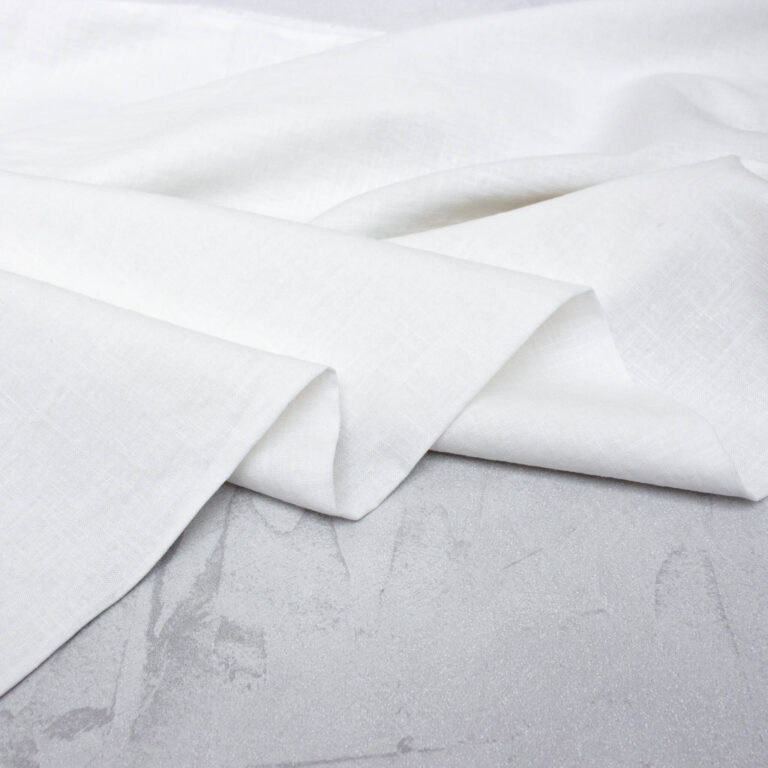 Washed Linen Fabric in White
