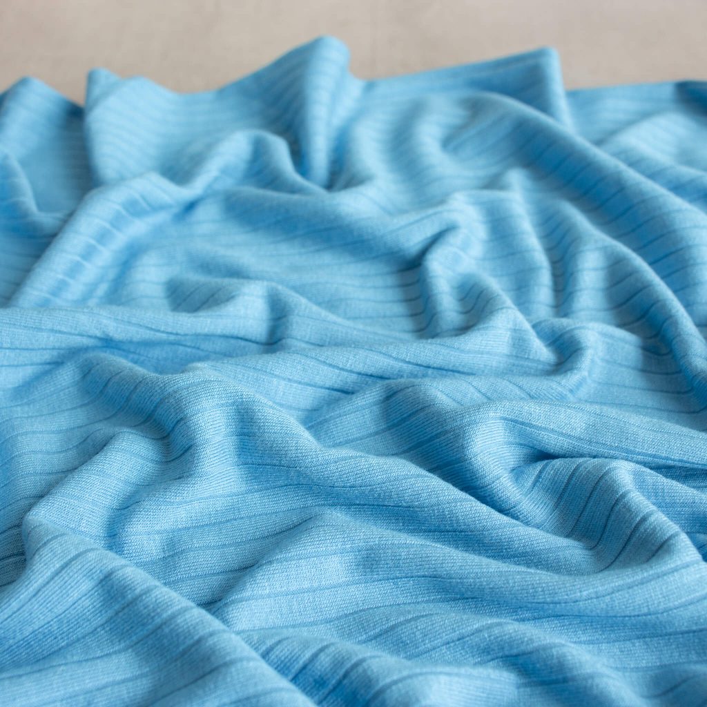 Modelo Viscose Rib Knit Fabric in Cornflower Blue | Good Fabric