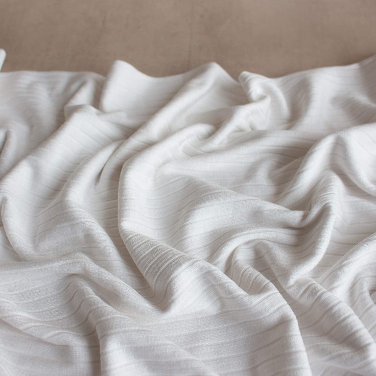 viscose rib knit fabric in white