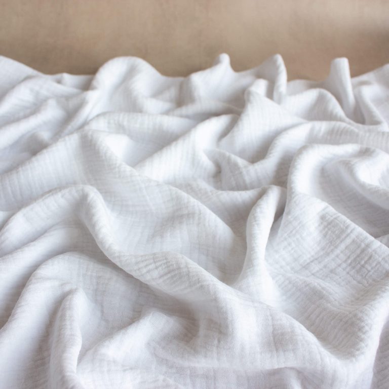 organic cotton double gauze fabric in white
