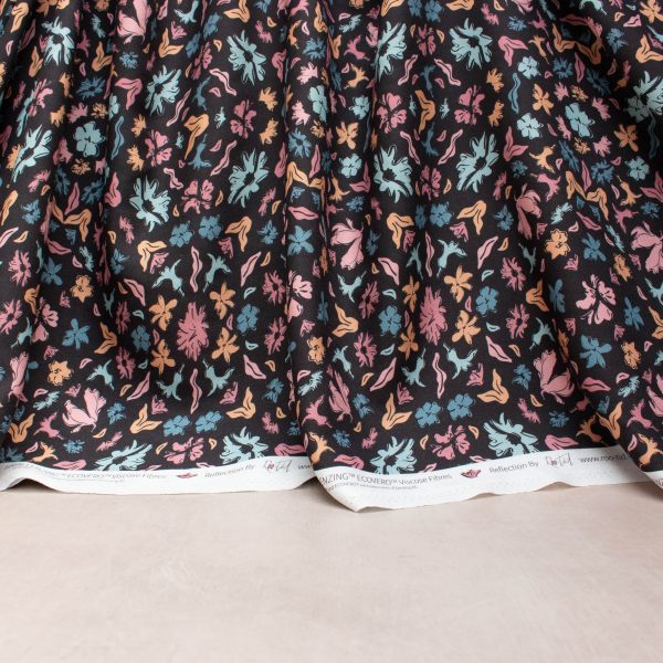 Roo-Tid Majestic Ecovero Viscose Fabric in Dark Floral Print