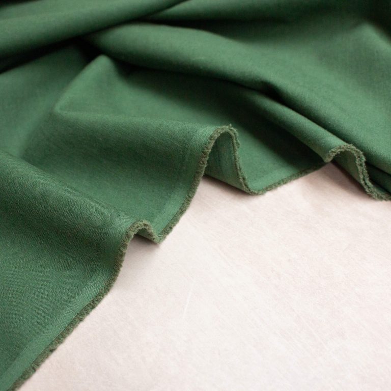 Sorona Stretch Linen blend Fabric in Pine Green