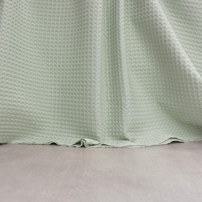 Soft Cotton Waffle Fabric in Sage Green
