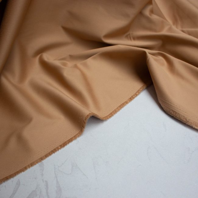 Stretch Cotton Satin Fabric in Camel