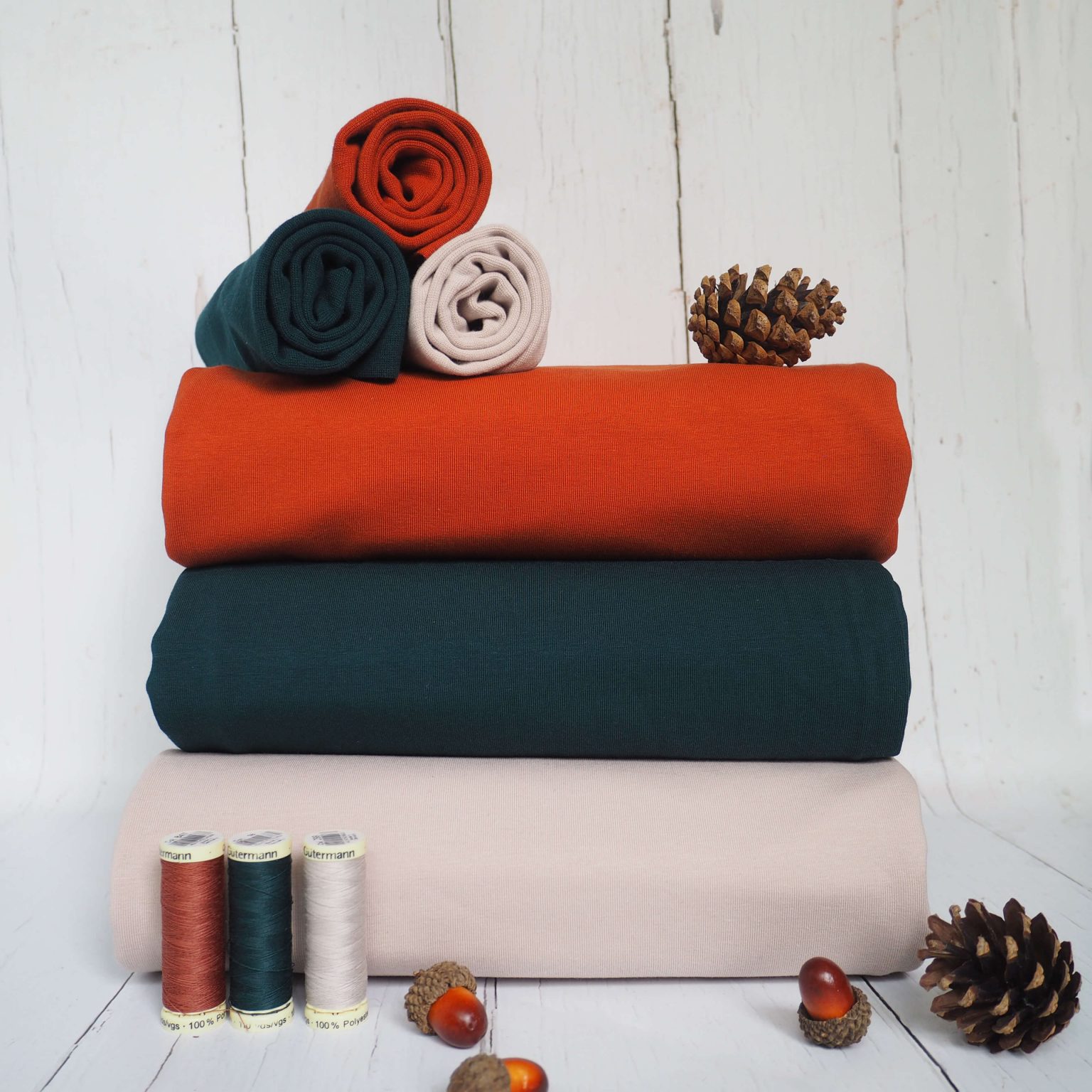 Toasty Tones of Autumn Organic Cotton Jersey Fabric bundle