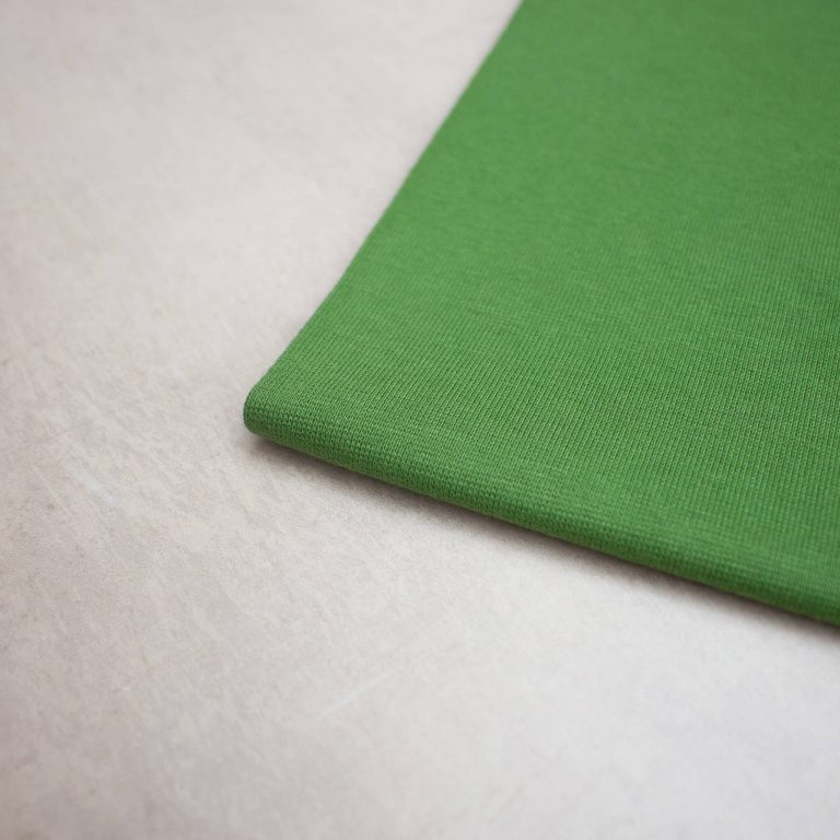 Organic Cotton Tubular Ribbing Fabric in Garden Green