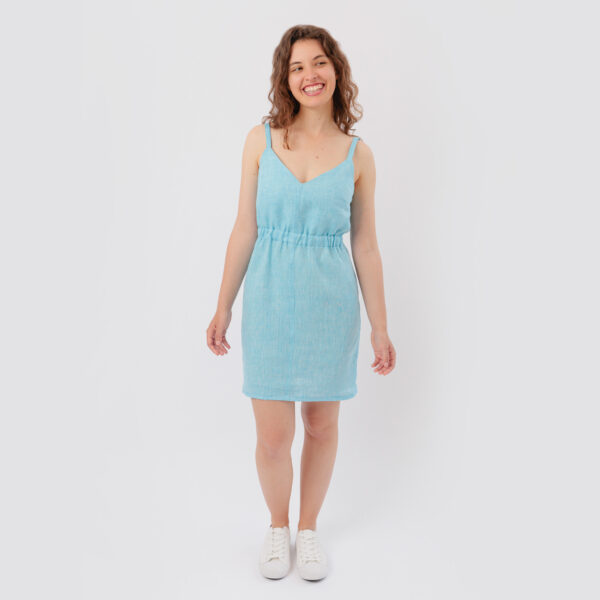 Sew Love Patterns kaia dress sewing pattern mini version in blue