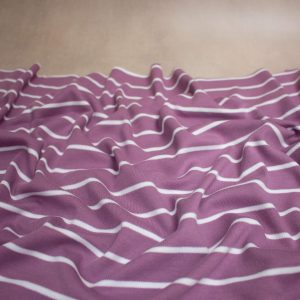 Organic Cotton Knit Fabric in Lavender Stripe