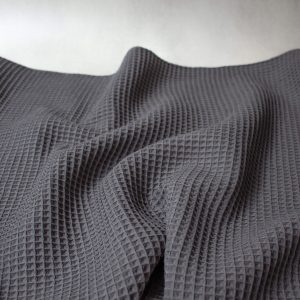 cotton waffle fabric in anthracite grey