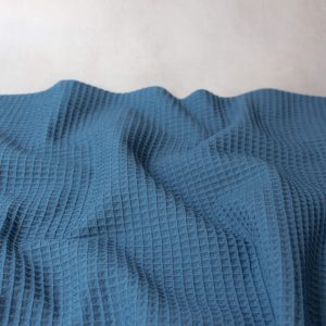 Cotton Waffle Fabric in Denim Blue