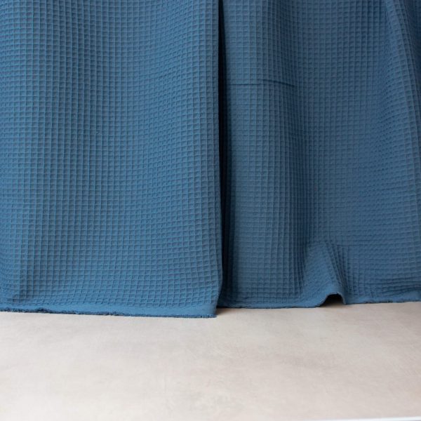 Cotton Waffle Fabric in Denim Blue