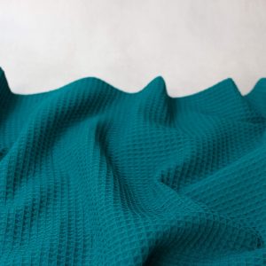 cotton waffle fabric in dark petrol