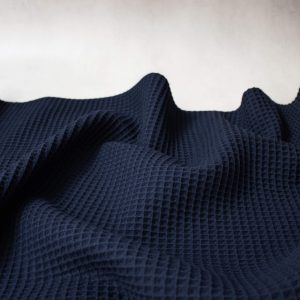 Cotton Waffle Fabric in Midnight Navy