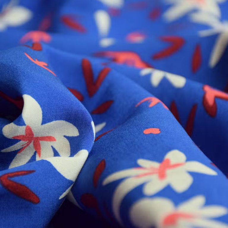 Cousette Dahlia Print Viscose Fabric in Blue