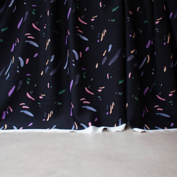 Cousette Rainbow Drops Print Viscose Fabric in Black