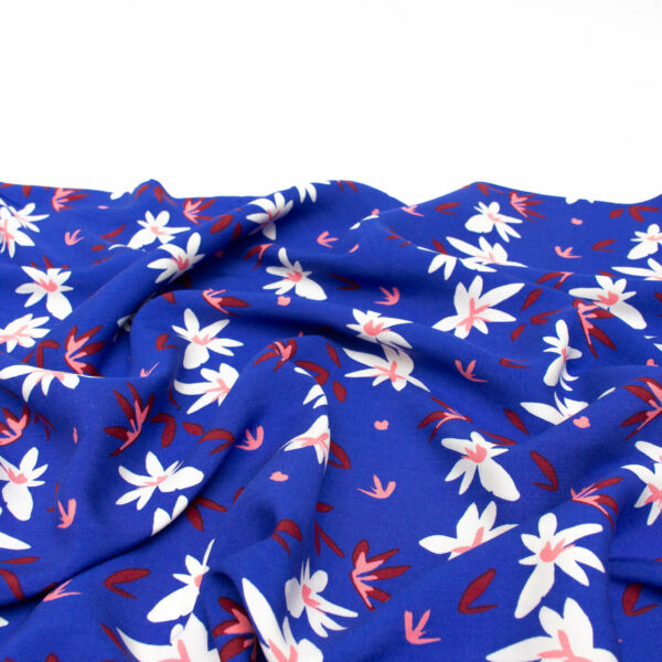 Cousette Dahlia Print Viscose Fabric in Blue