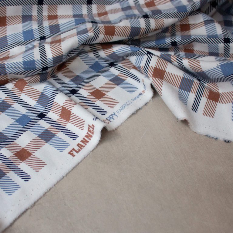 Cotton Flannel Fabric in Cinnamon Check