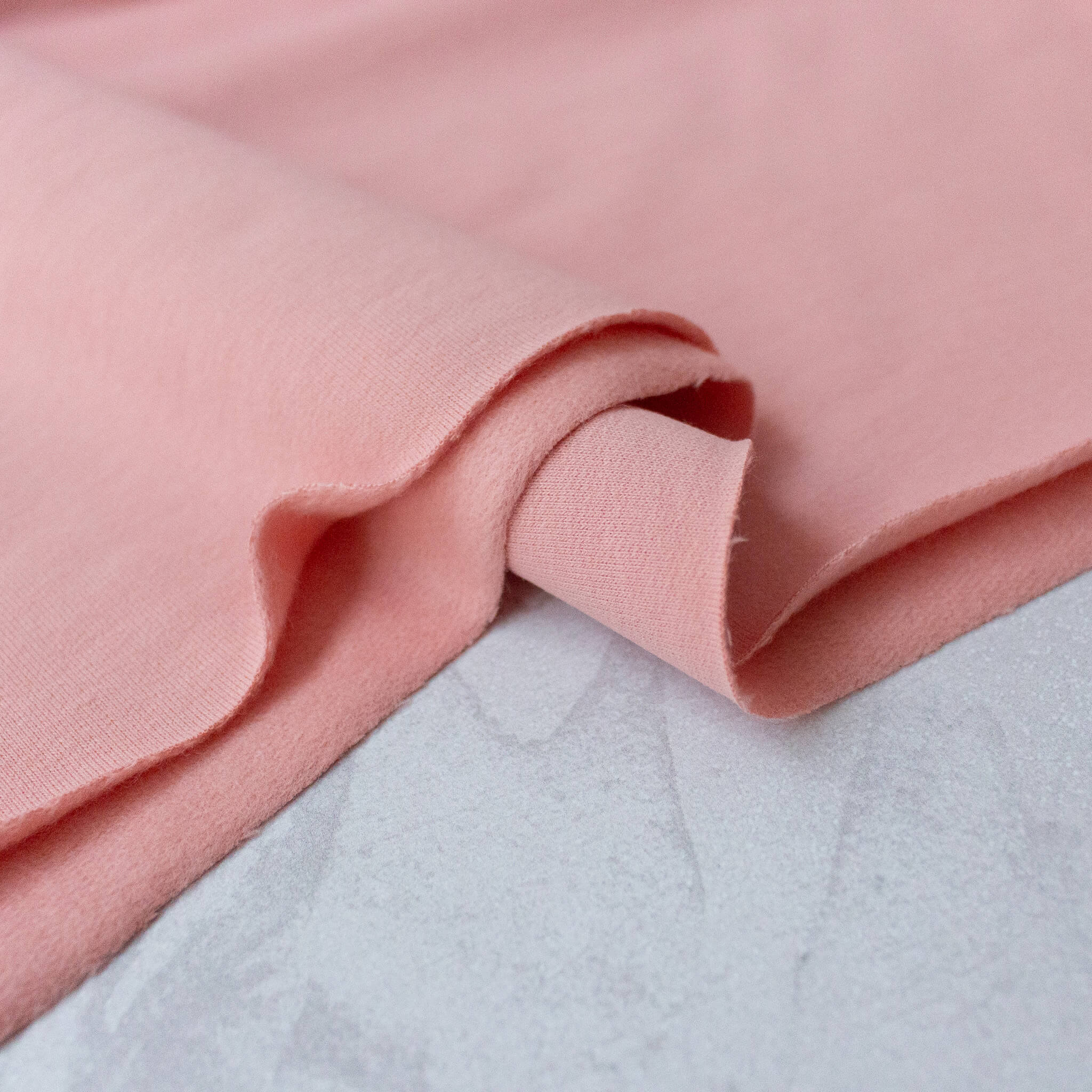 Organic Cotton Tubular Ribbing Fabric in Peachy Pink
