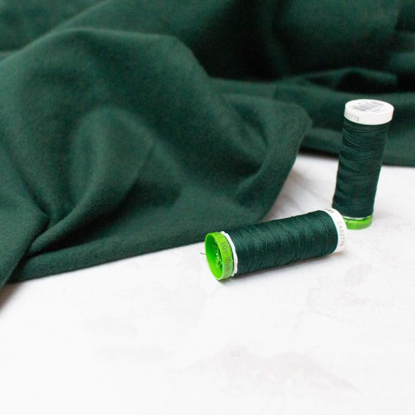 organic cotton soft brushed sweat fabric in green with two threads