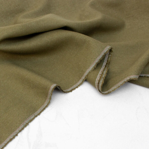 See You At Six Viscose Linen Fabric in Lizard Green