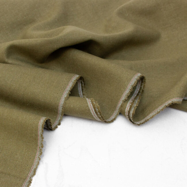 See You At Six Viscose Linen Fabric in Lizard Green