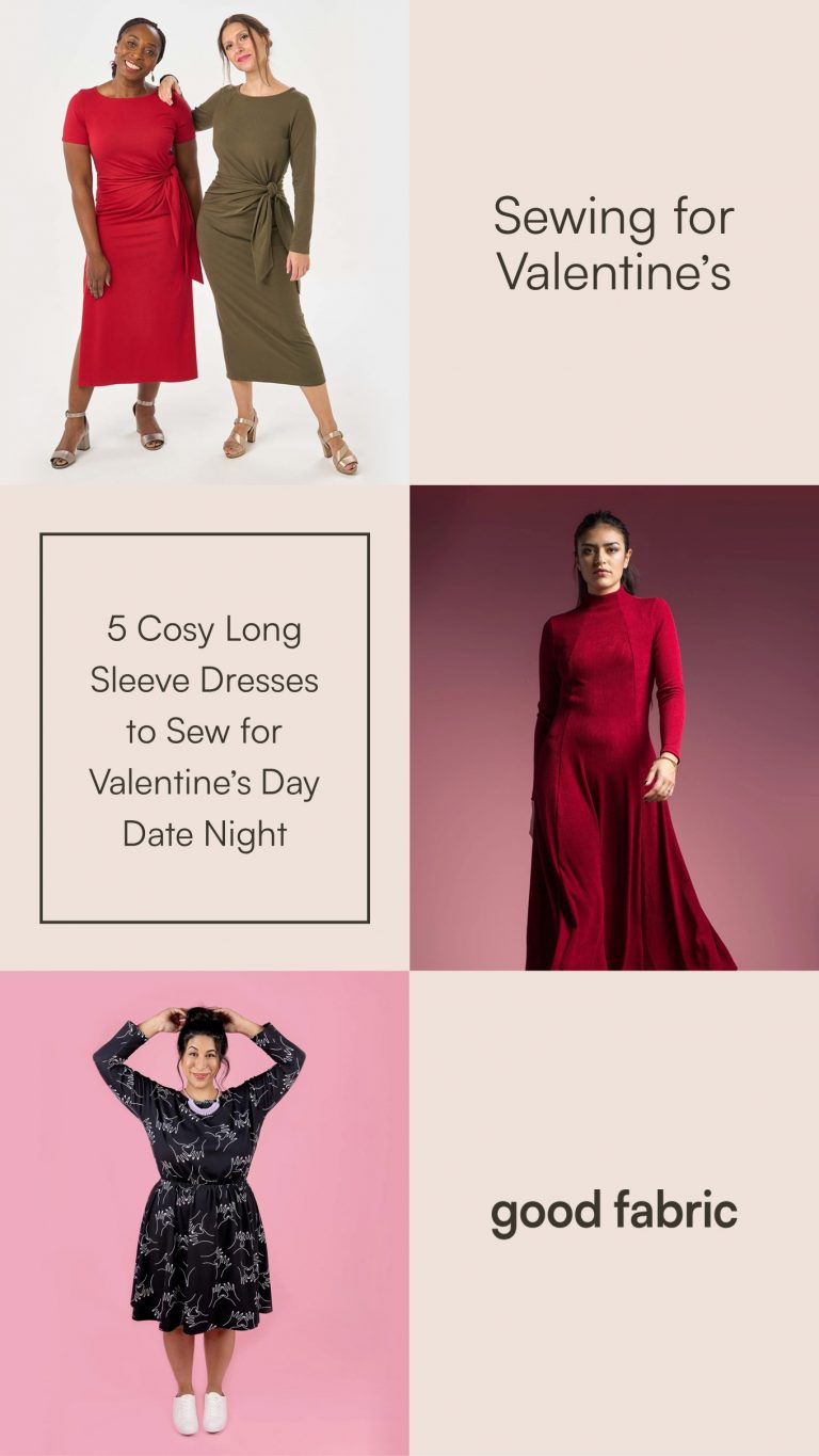 5 Cosy Long Sleeve Dresses to Sew for Valentine’s Day Date Night pin for pinterest
