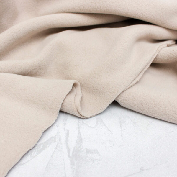 Cotton Sherpa Fleece Fabric in Almond