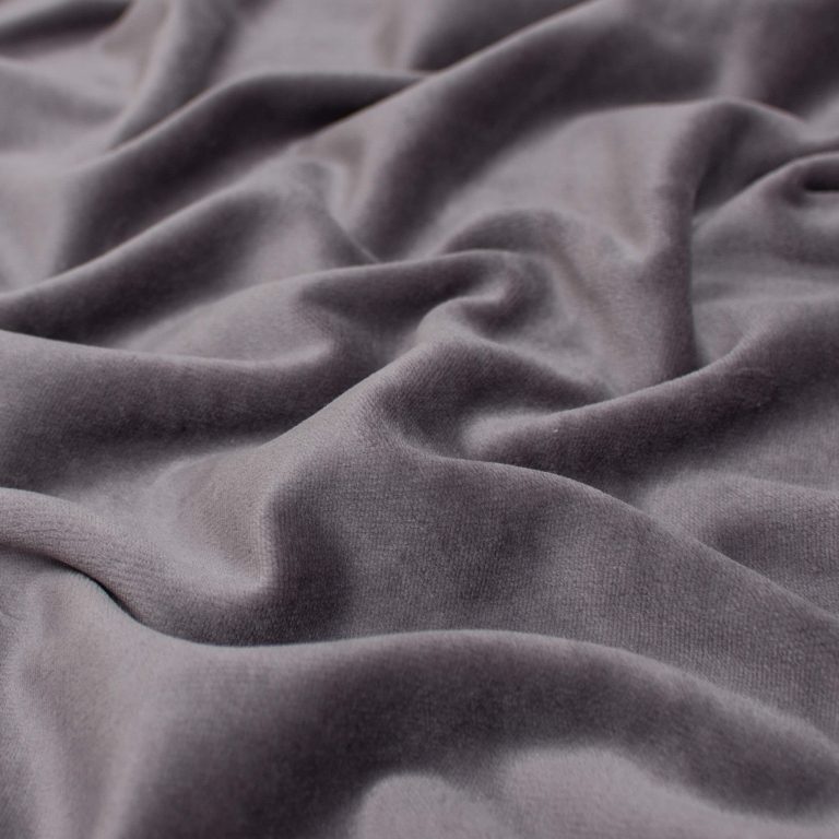 Organic Cotton Velour Fabric in Asphalt Grey