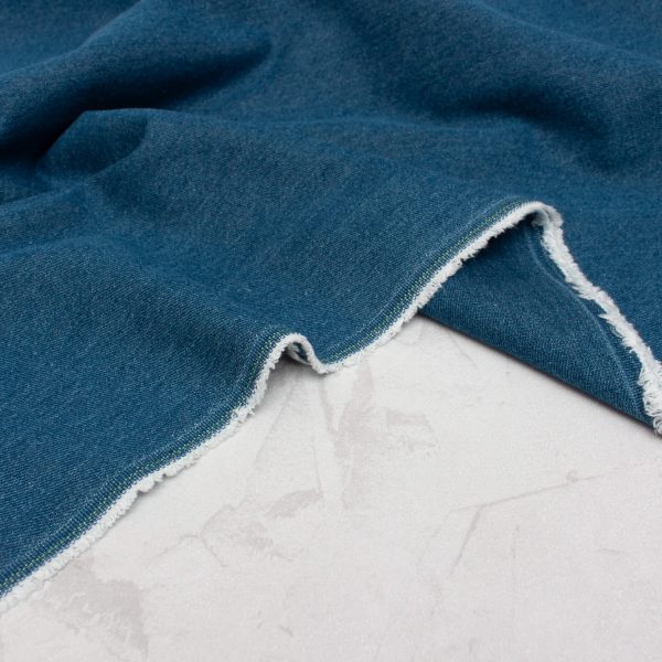 12oz Washed Denim Fabric in Dark Blue