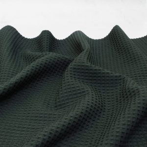 cotton waffle fabric in forest green