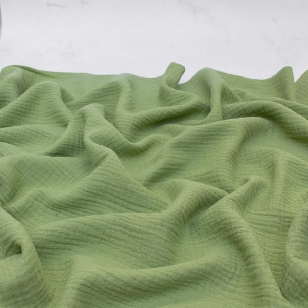 Organic Cotton Double Gauze Fabric in Avocado Green