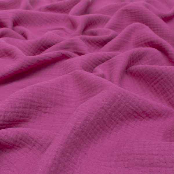 Organic Cotton Double Gauze Fabric in Cerise Pink
