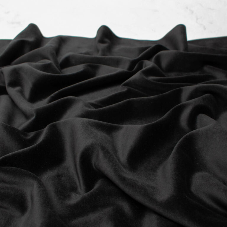 Organic Cotton Velour Fabric in Black