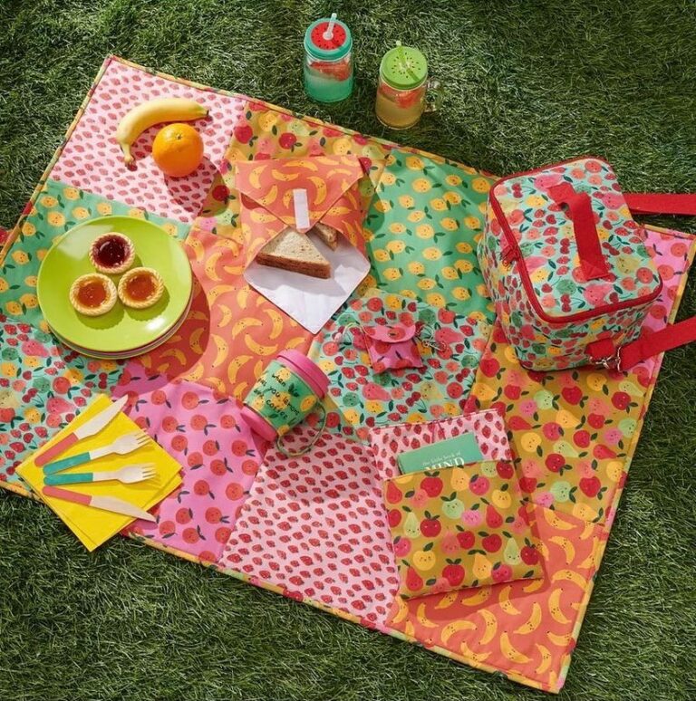 picnic blanket and props using Dashwood Studio colourful prints