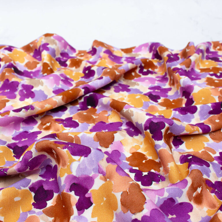 Maison Bloom Mood Hazalee Floral EcoVero Viscose Fabric in Purple